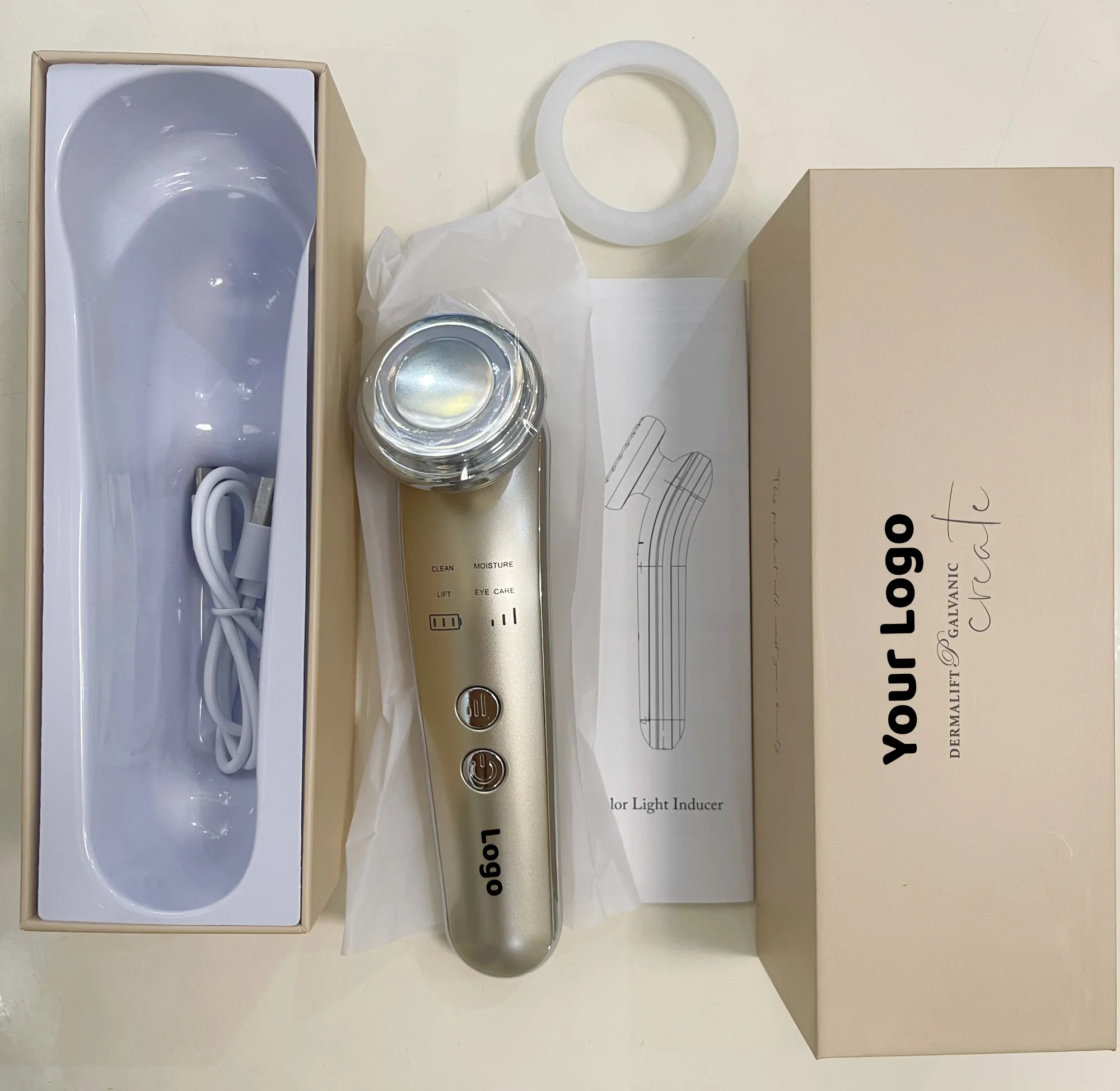 XS5012 ion face massager package & logo