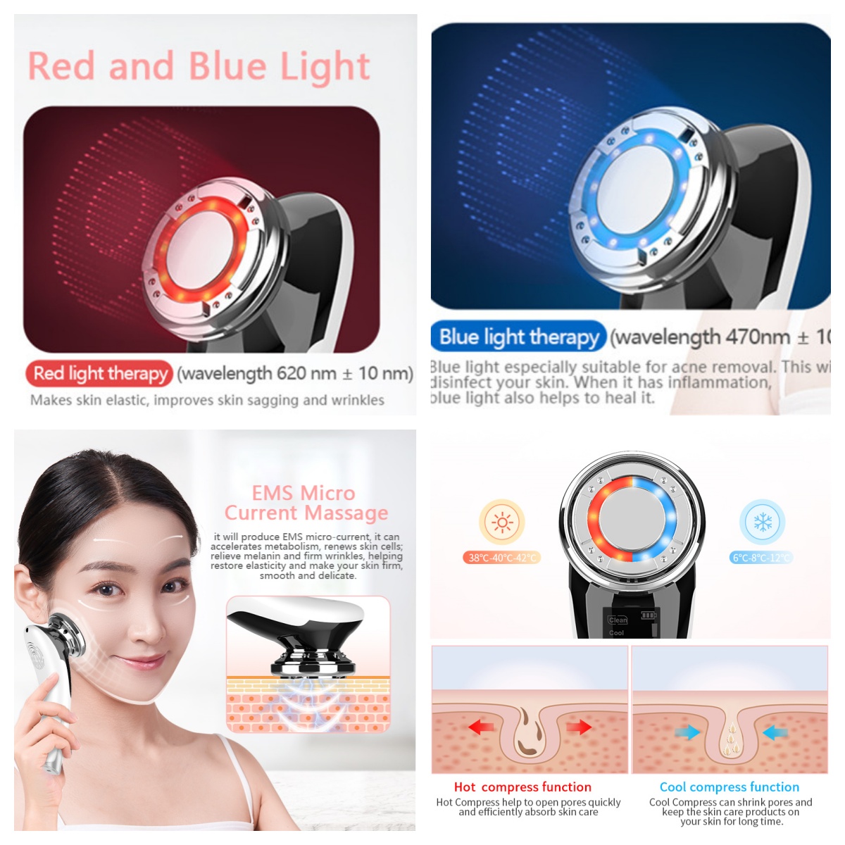 XS5003 hot cold ems facial massager