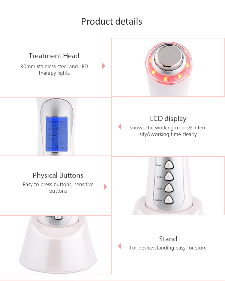 XS5004 Portable 5in1 Ultrasonic Photon Therapy Microcurrent Face Massaager (5)