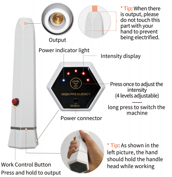 cordless high frquency wand