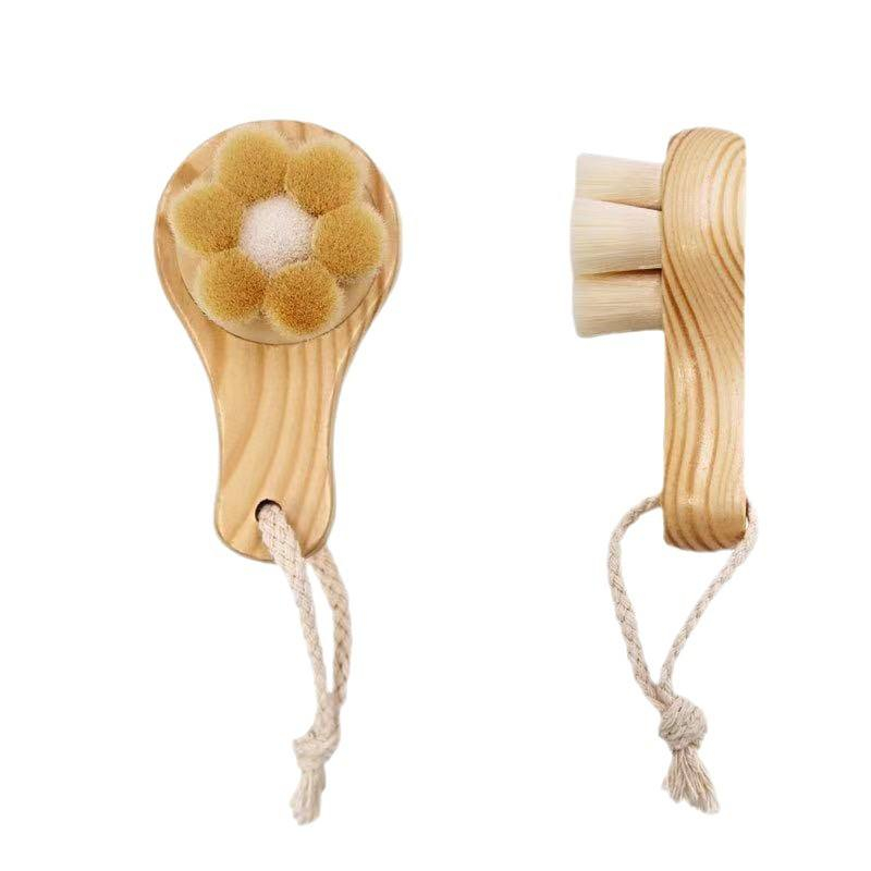 Wood Handle Ultra Soft Manual Face Exfoliator Cleansing Brush