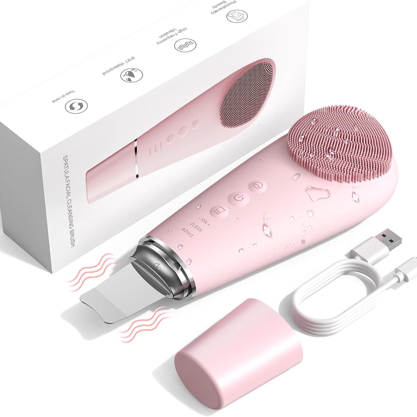 2-in-1 Ultrasonic Skin Scrubber Facial Cleansing Device