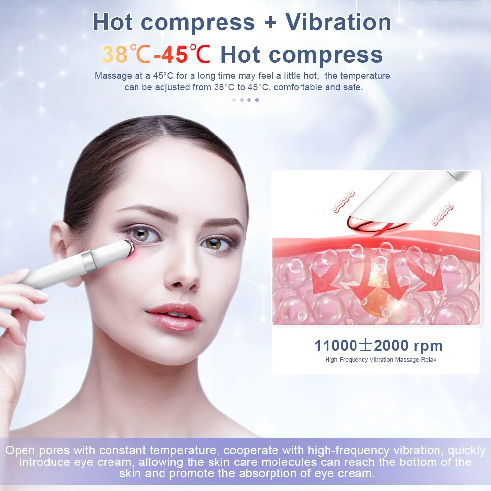 EMS Eye Massager Beauty Wand with Red Blue Light for Under Eye Care