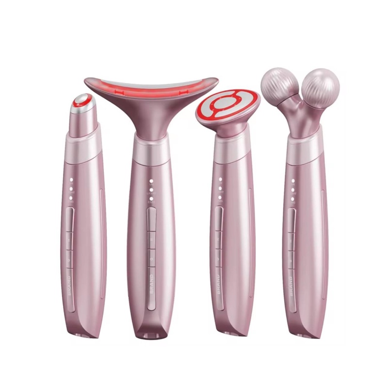 EMS Face & Neck Lifting Massager Electric Roller Massager 4-in-1 Interchangeable Heads