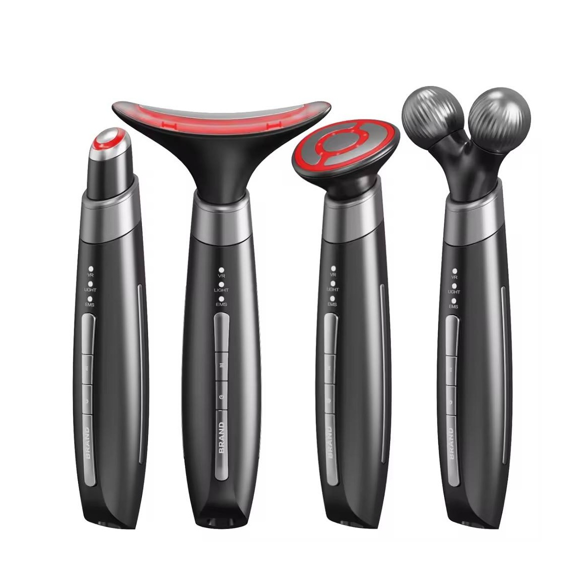 EMS Face & Neck Lifting Massager Electric Roller Massager 4-in-1 Interchangeable Heads