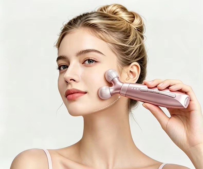 EMS Face & Neck Lifting Massager Electric Roller Massager 4-in-1 Interchangeable Heads