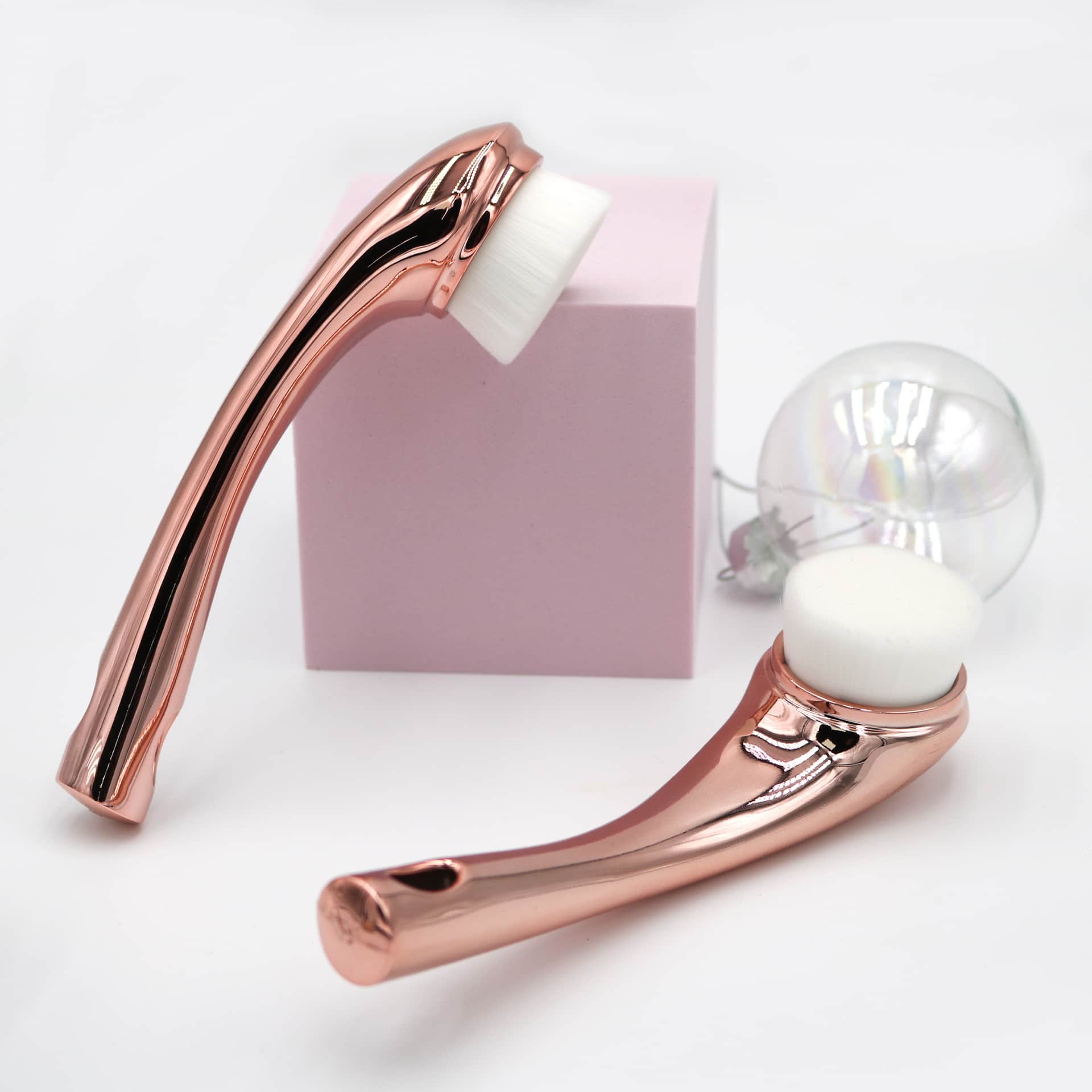 Premium Rose Gold Facial Exfoliating Brush Easy Grip Handle