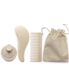 3-in-1 Detangling Hair Brush Comb Scalp Massager Eco Friendly Wheat Straw Kit