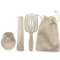 3-in-1 Detangling Hair Brush Comb Scalp Massager Eco Friendly Wheat Straw Kit