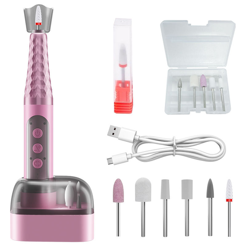 18000 RPM Portable Electric Nail Drill Pen with Charging Base & 6 heads