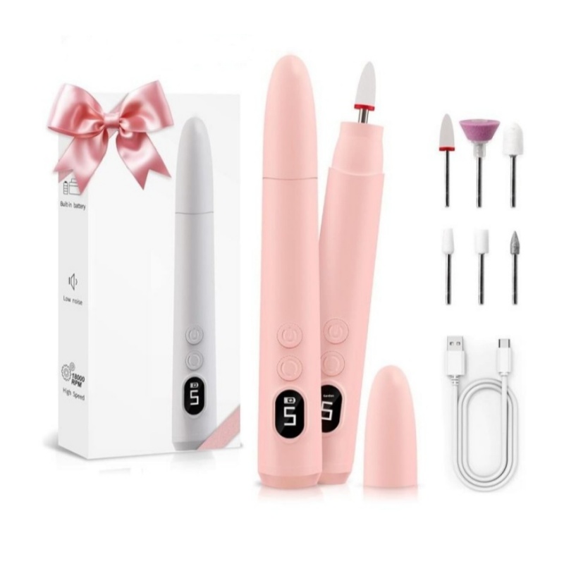 Portable 5 Speed Manicure Pedicure Nail File Machine with 6pcs Nail Drill Bits
