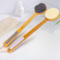 Bamboo Long Handle Shower Back Brush Double Sided Body Exfoliating scrubber