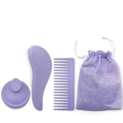 3-in-1 Detangling Hair Brush Comb Scalp Massager Eco Friendly Wheat Straw Kit